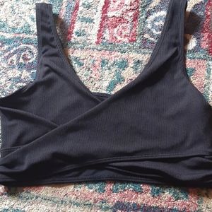 1XL Black cross wrap top